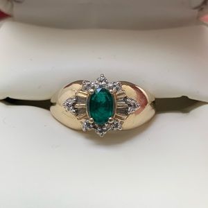 10 Karat gold Lab created Emerald ring